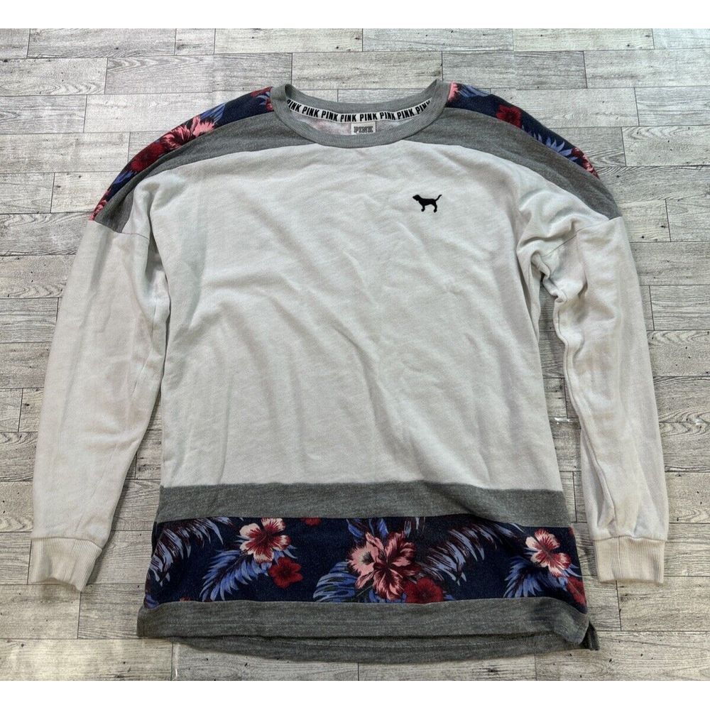 Victorias Secret PINK Sweatshirt Womens‎ Pullover Floral Athleisure Logo size XS